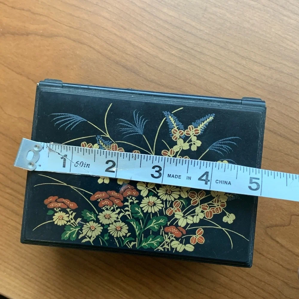 Vintage Inspired Asian Small Black Jewelry Box